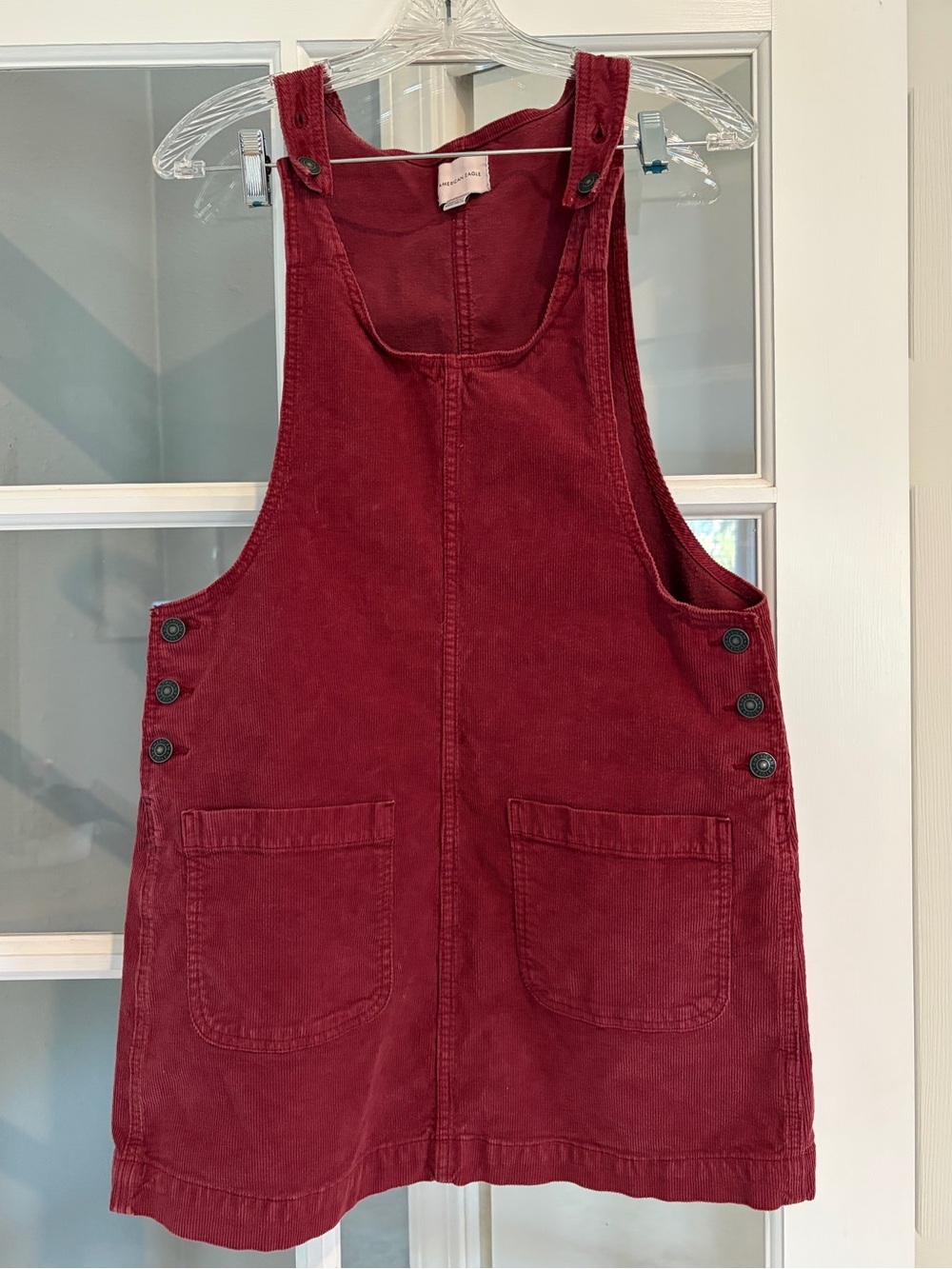 American Eagle Outfitters Burgundy Red Corduroy Pinafore Dress Adjustable Straps